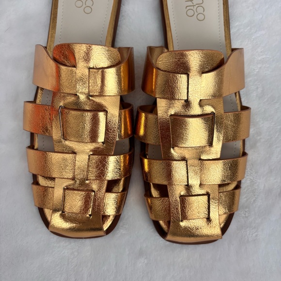 FRANCO SARTO Bartis Square Toe Gold Vegan Leather Fisherman Mule--NEW--8 - Picture 6 of 15